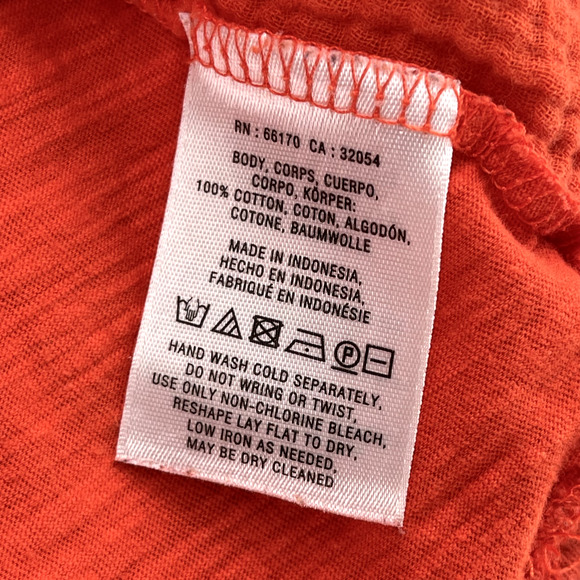Anthropologie Postmark Top Womens Small Orange Crinkle Gauze Front Raw Edge Boho - Picture 8 of 11